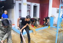 Brimob Polda Sulbar Sigap Bantu Warga Bersihkan Rumah Pasca Banjir di Mamuju