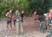Gotong Royong TNI dan Warga, Jembatan Beton Tarareko Mulai Dibangun
